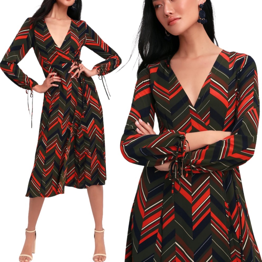Lulus Martini Moment Multi Print Midi Dress